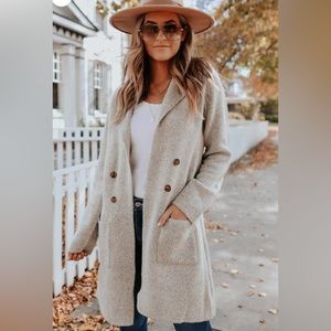 Magnolia Boutique Button Detail Oatmeal Two Tone Cardigan